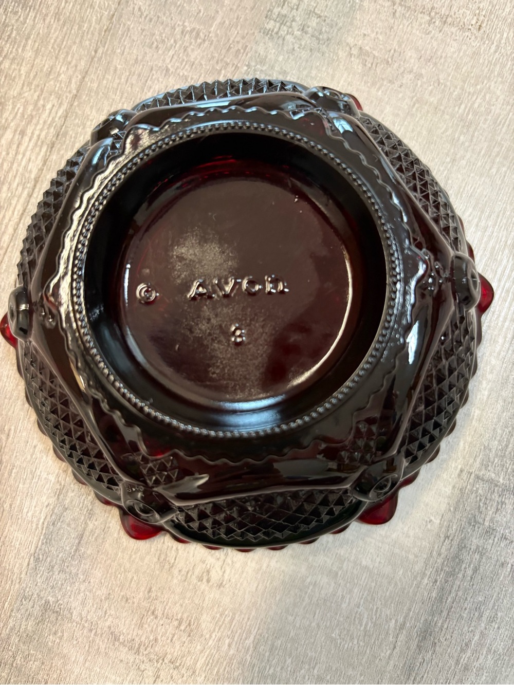 Set of 2 Avon Cape Cod Ruby Red Glass Dessert Berry Bowls Scalloped Vintage - Picture 6 of 10